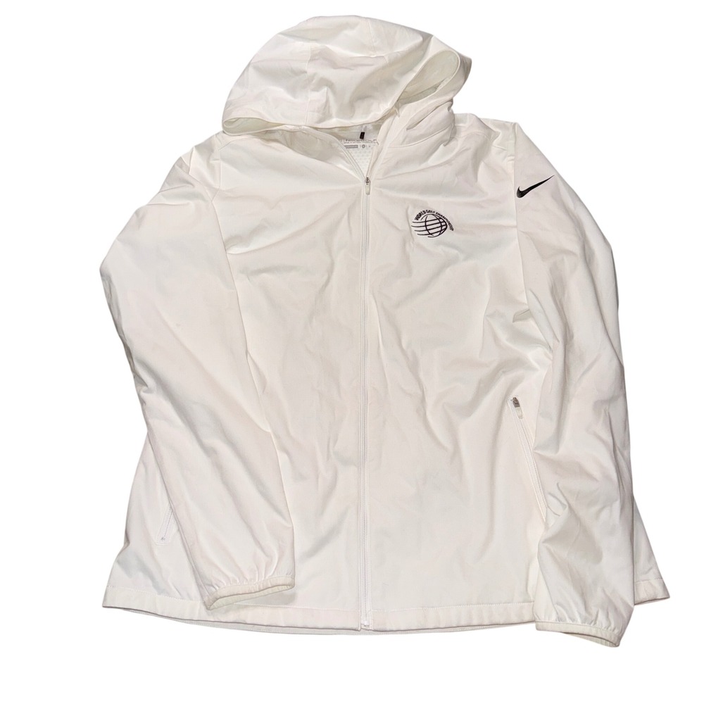 Nike Golf Jacket XL White World Golf Championships Full Zip Hooded Windbreaker